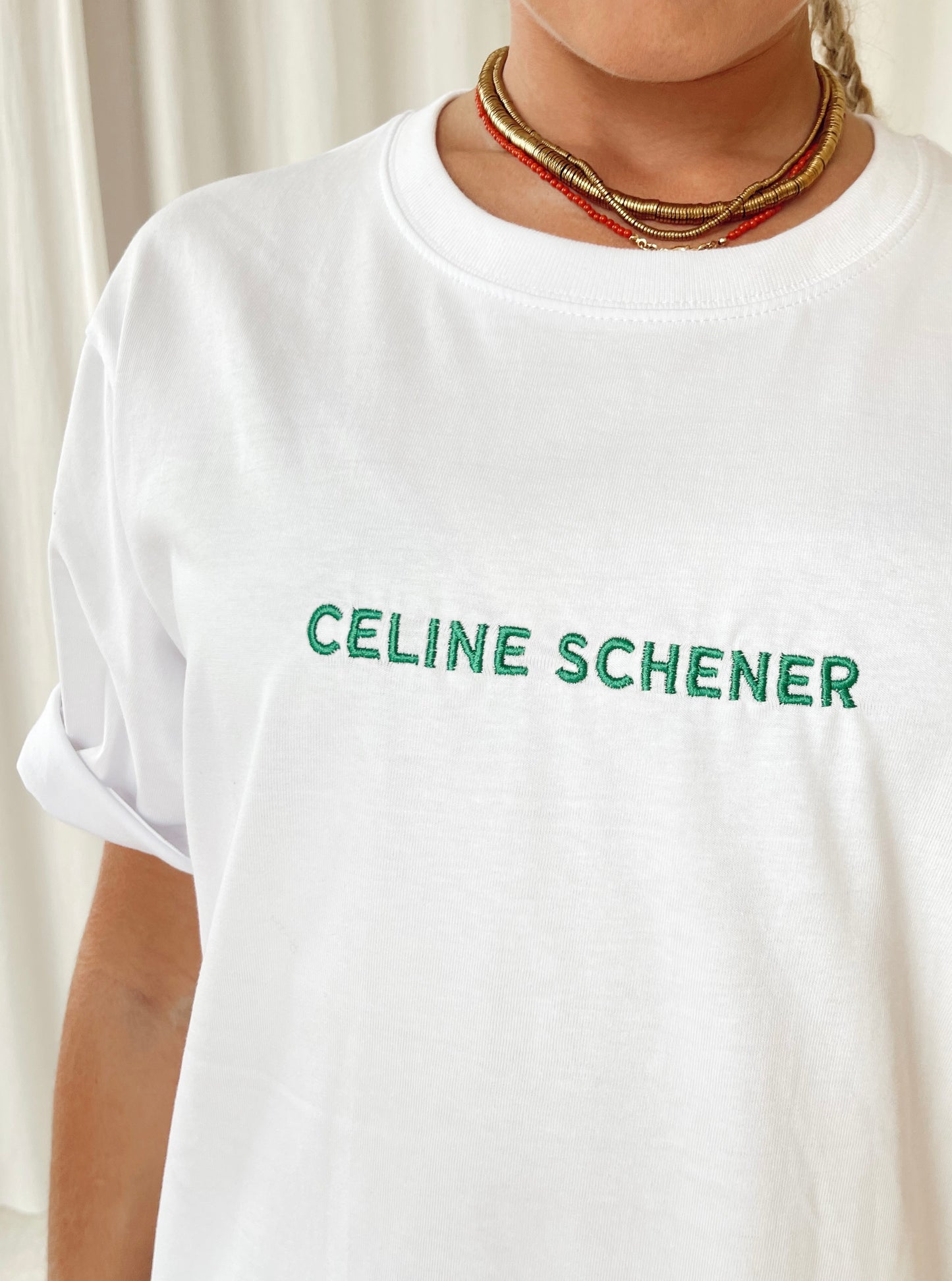 TEESHIRT BLANC BRODERIE VERTE
