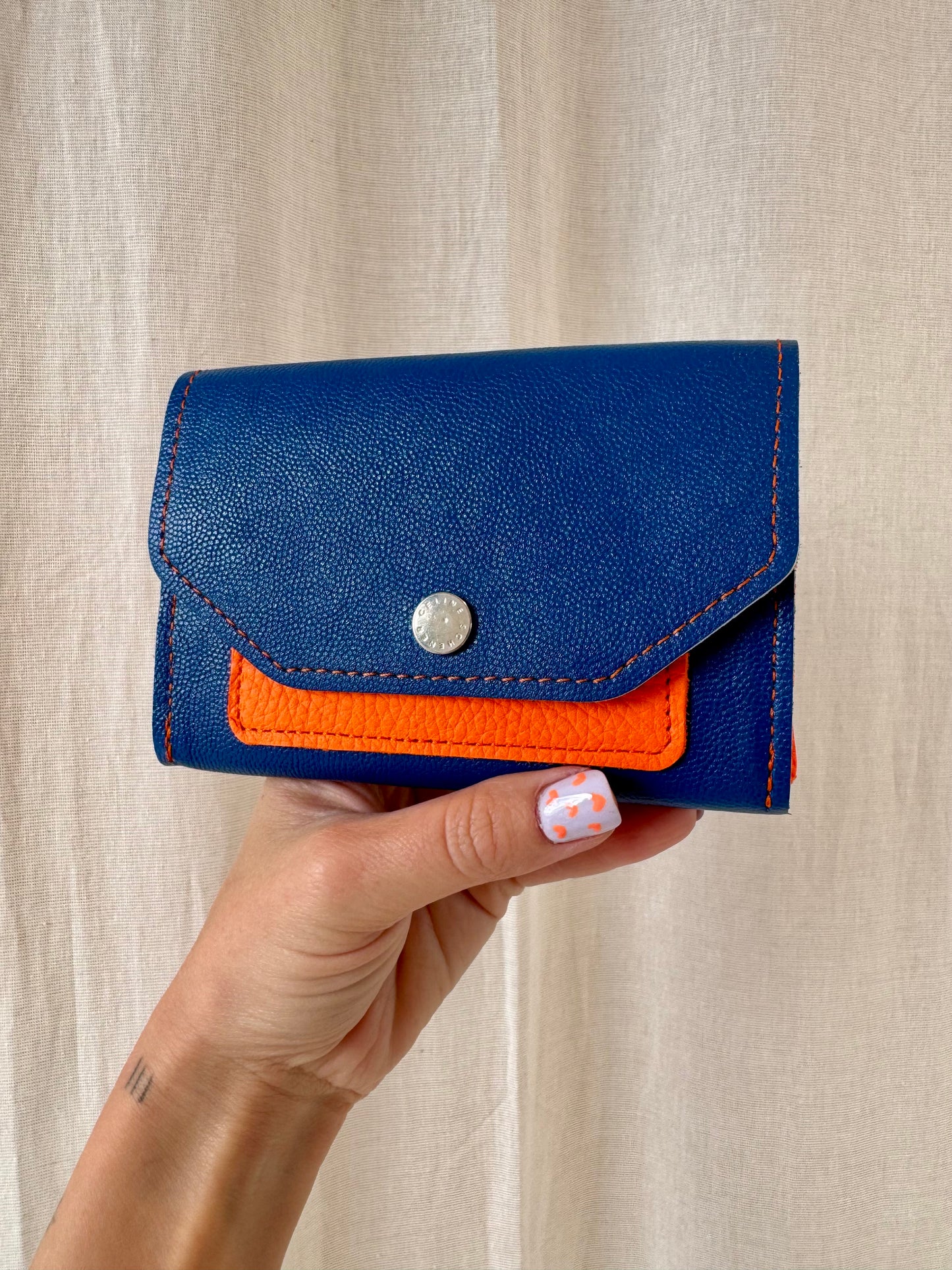 PORTE MONNAIE BLEU ET ORANGE