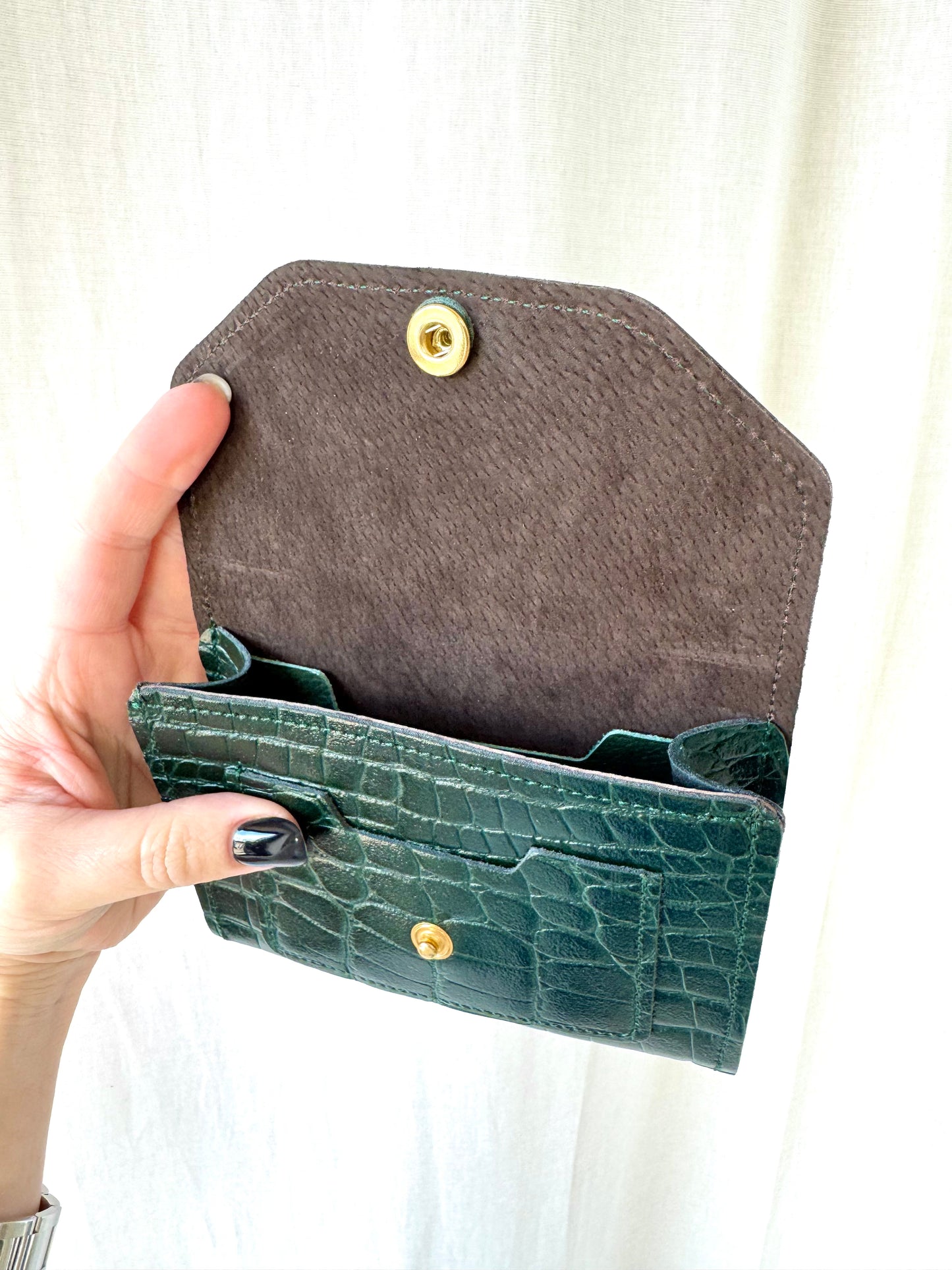 PORTE MONNAIE CROCO VERT