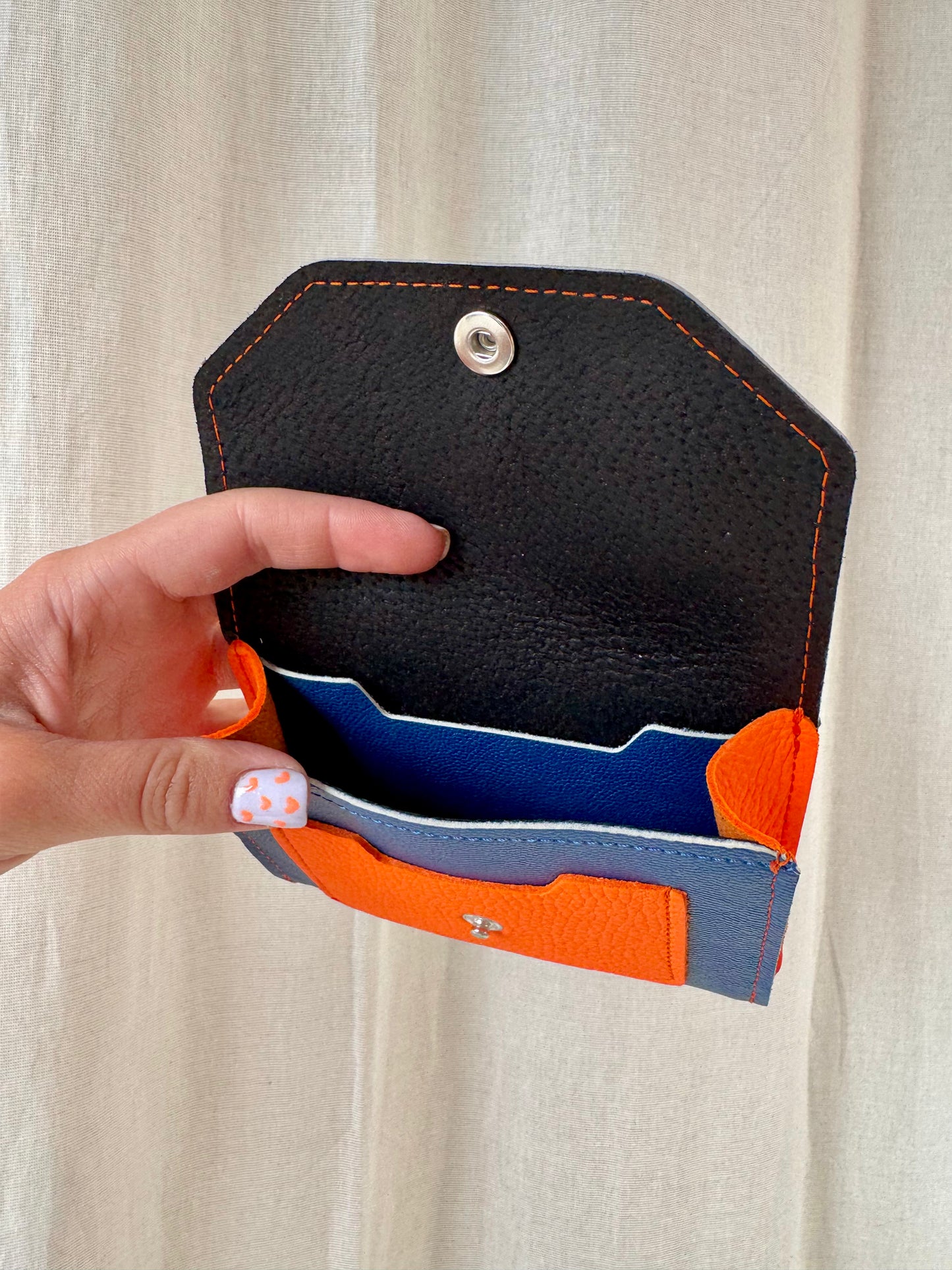 PORTE MONNAIE BLEU ET ORANGE