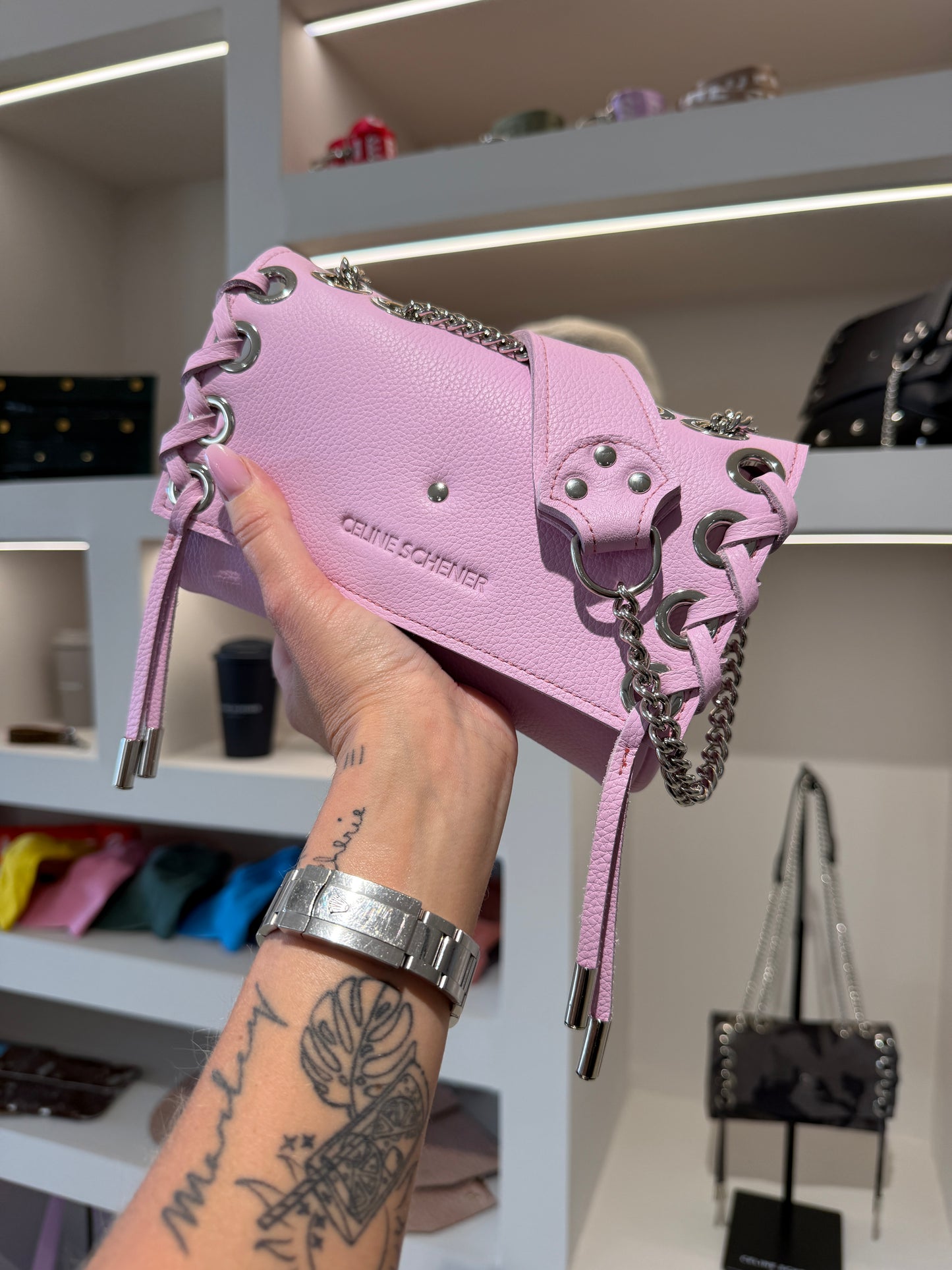 SAC MINI DJANGO LACE UP ROSE