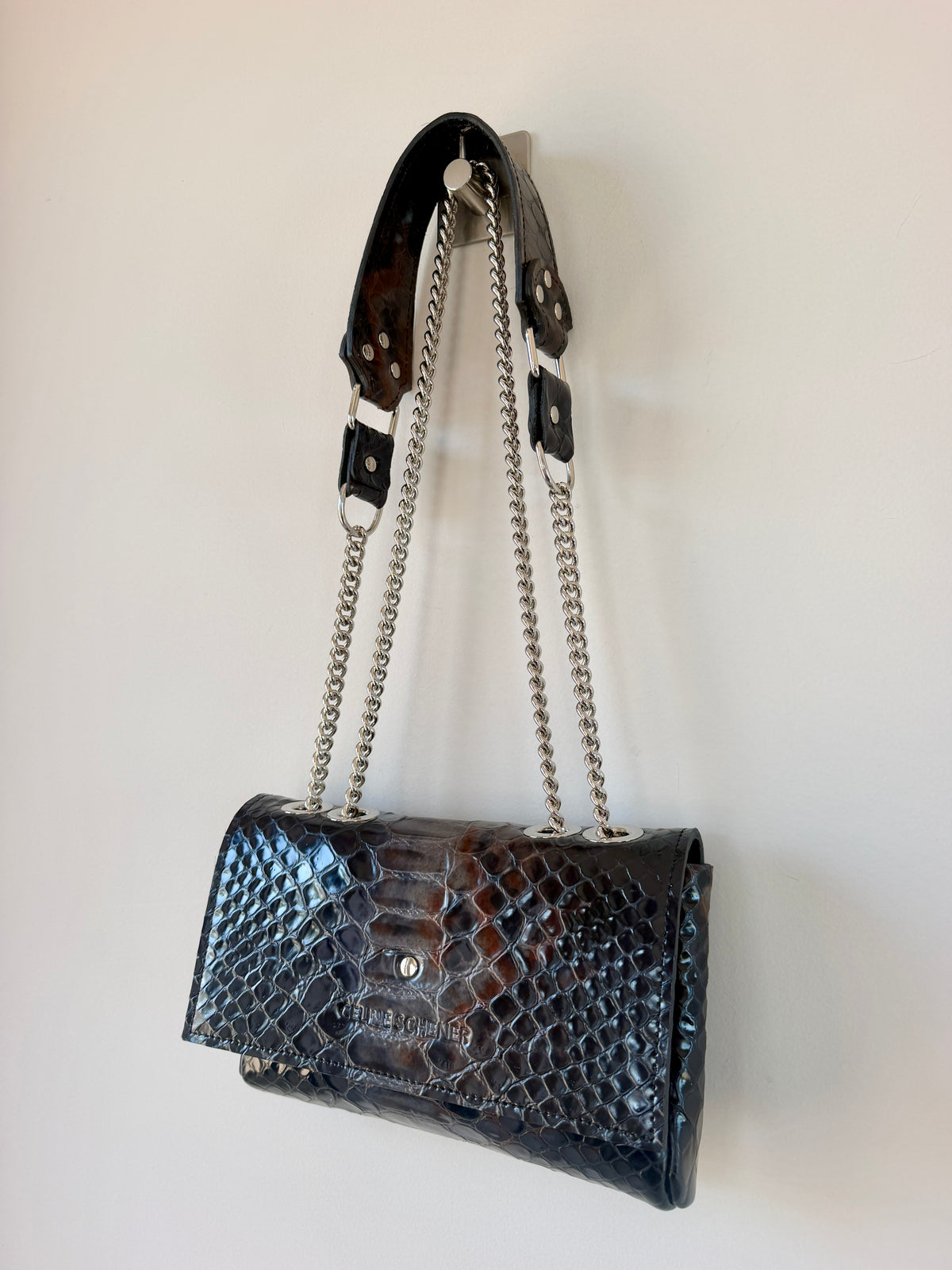 SAC MINI DJANGO ÉCAILLES NOIRES BLEUTÉES