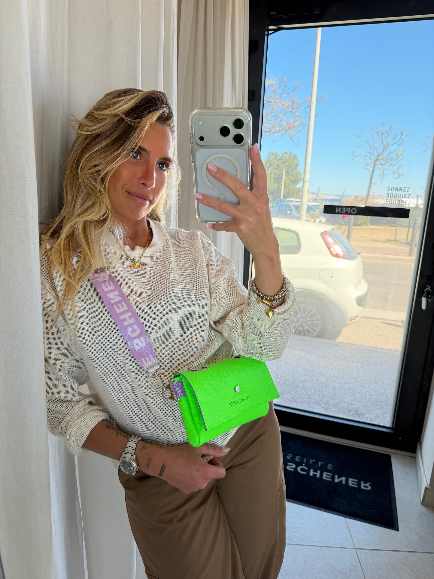 SAC MINI DJANGO VERT FLUO + ANSE