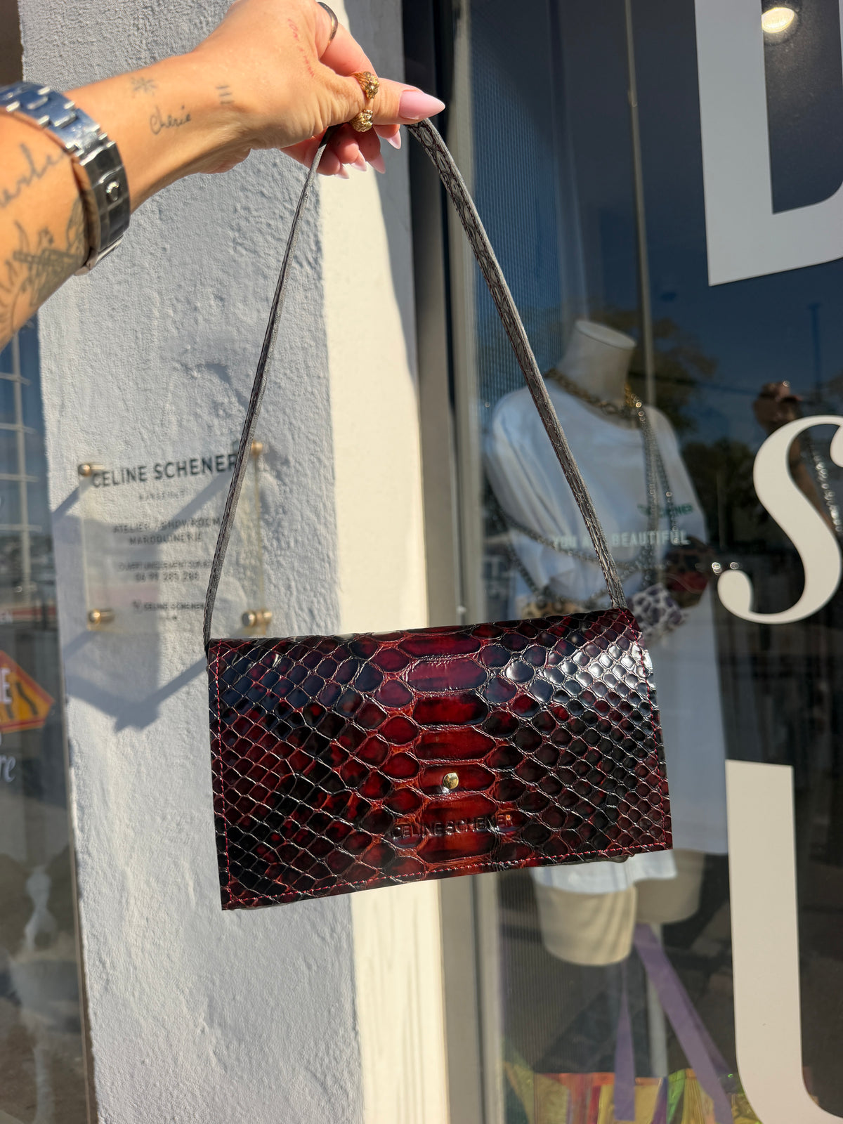 SAC CLASSIC MINI DJANGO ÉCAILLES BORDEAUX