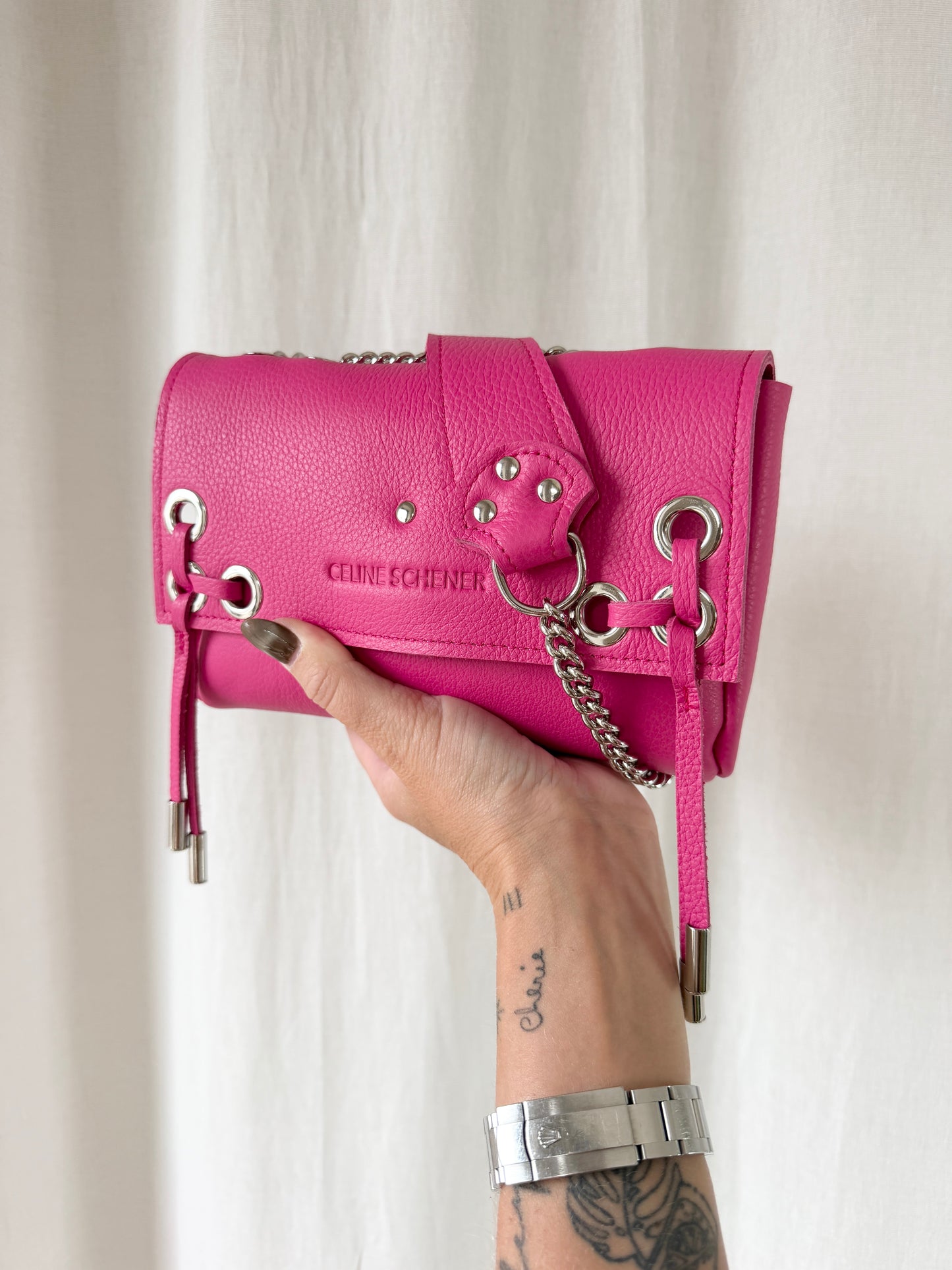 SAC MINI DJANGO LACE UP ROSE