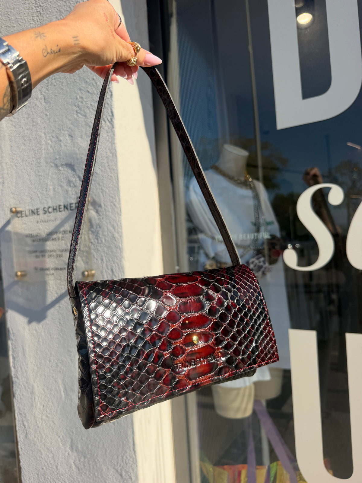 SAC CLASSIC MINI DJANGO ÉCAILLES BORDEAUX