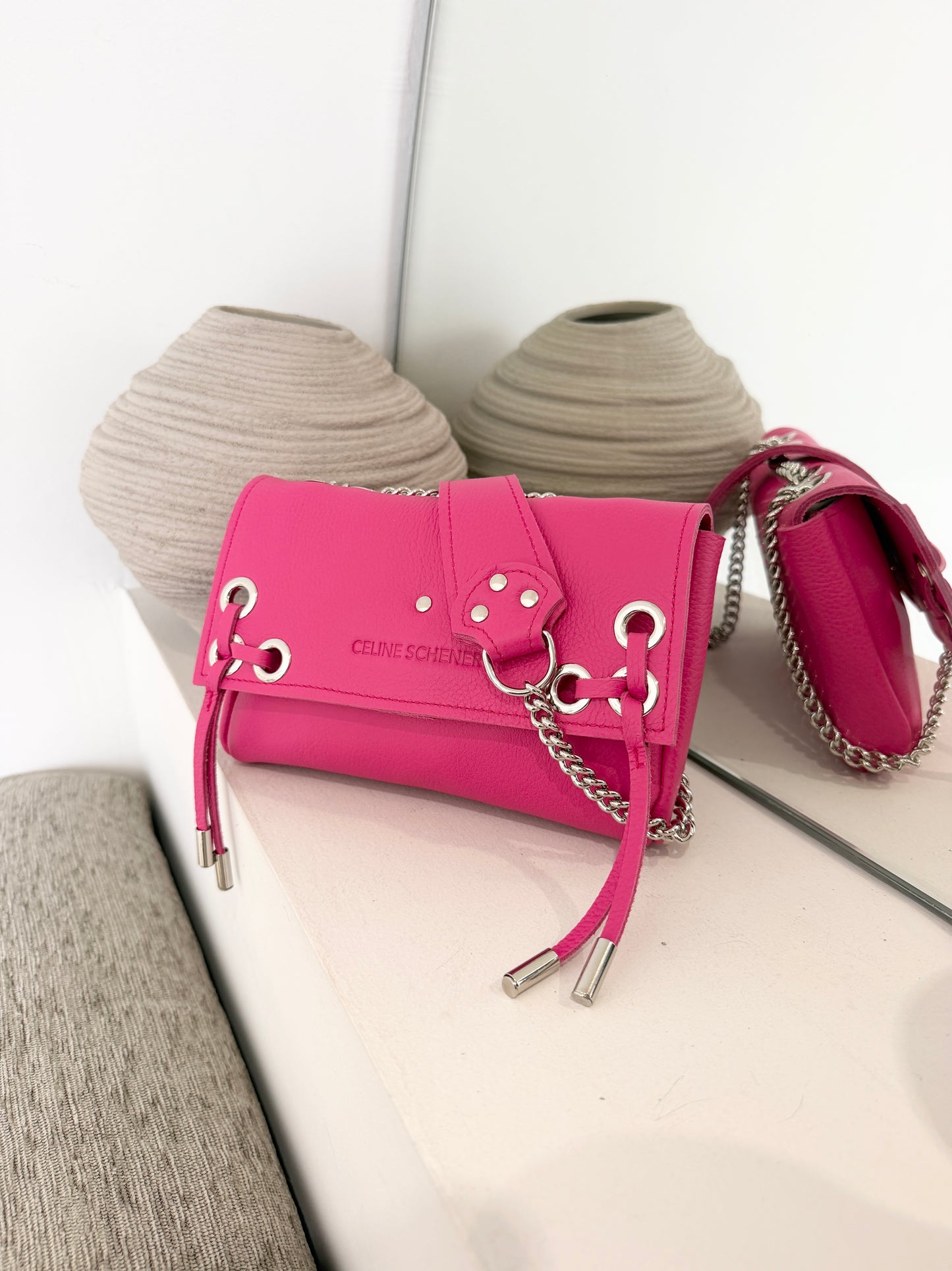 SAC MINI DJANGO LACE UP ROSE