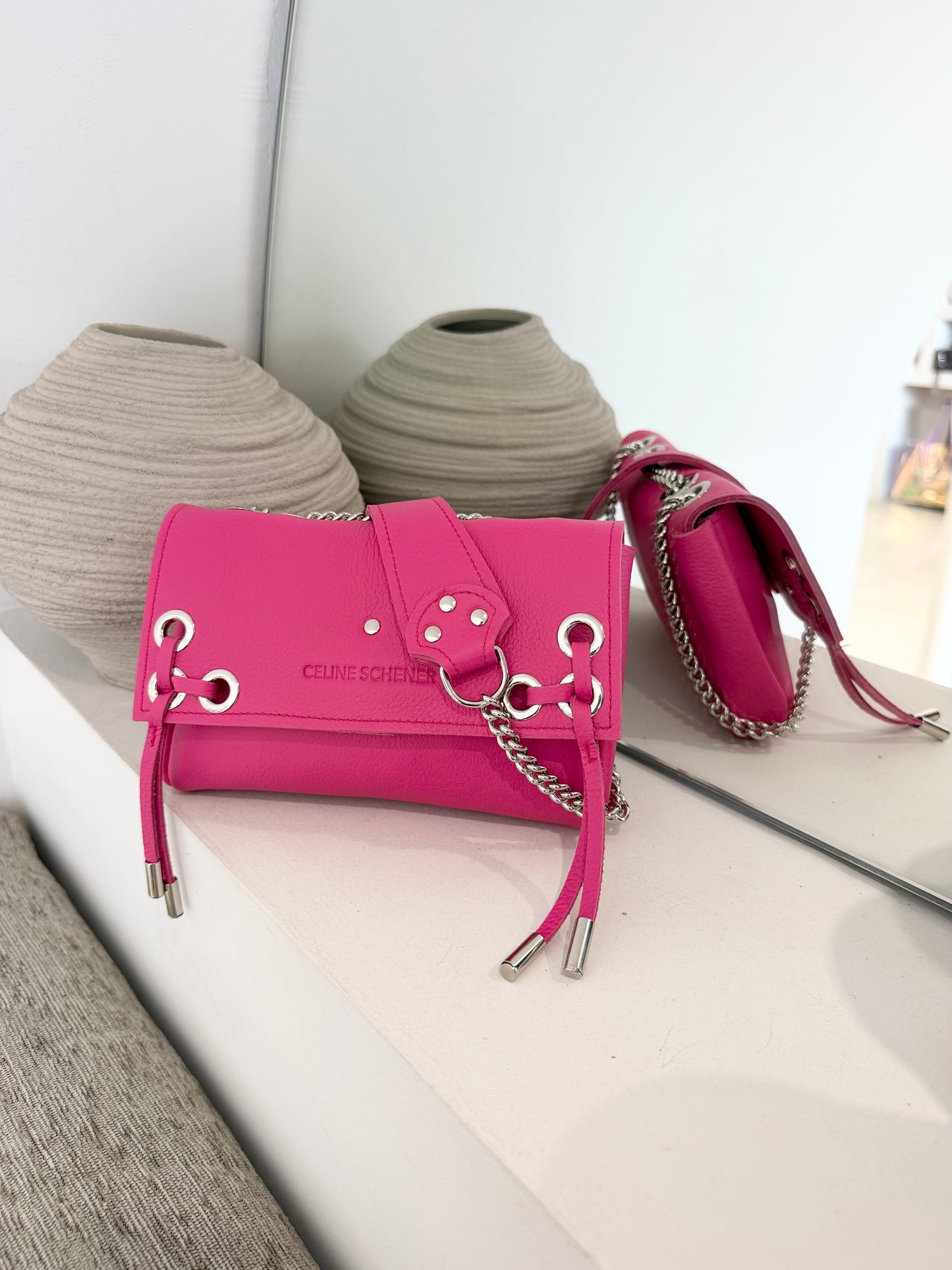 SAC MINI DJANGO LACE UP ROSE