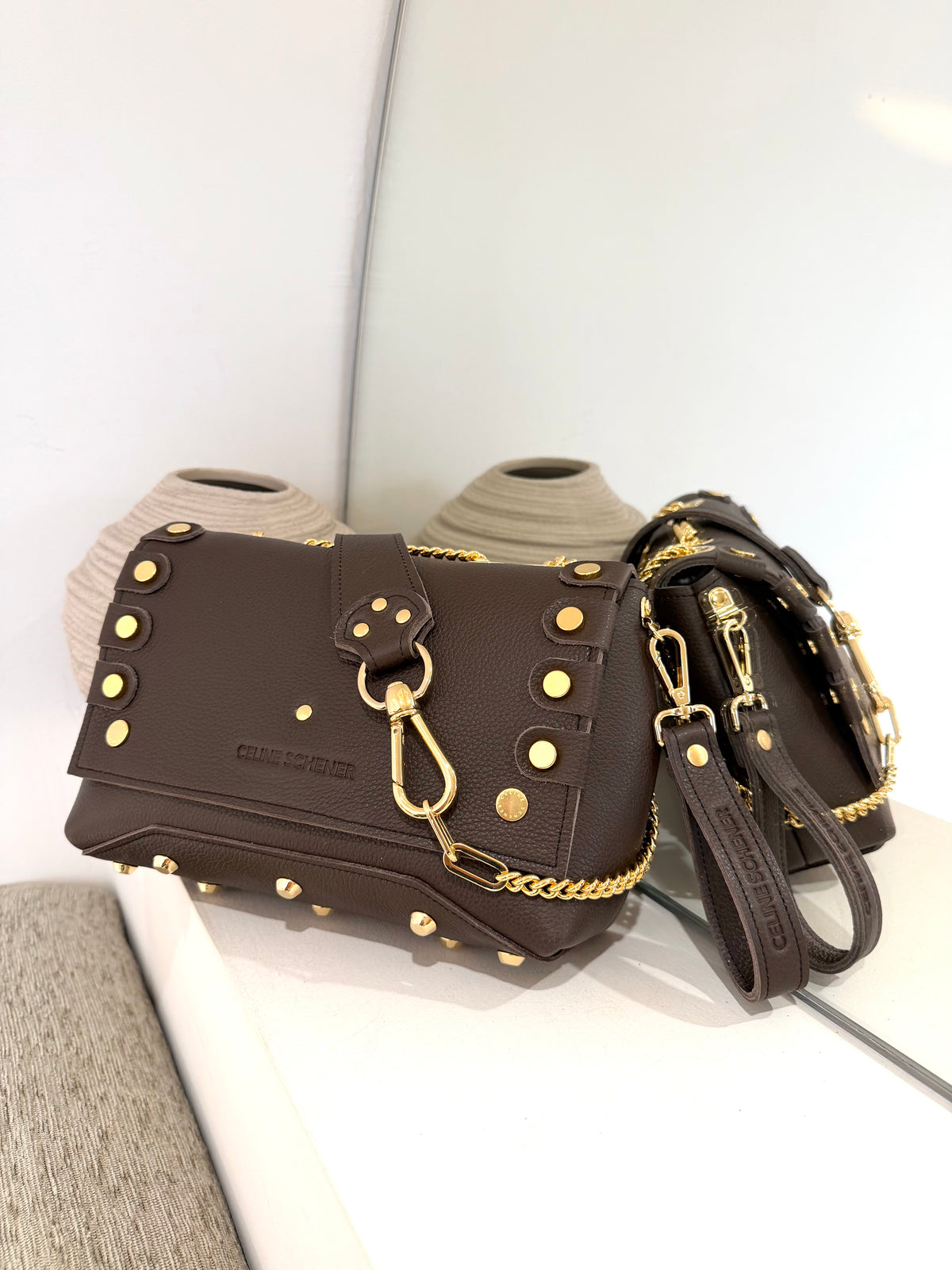 COMMANDE CLAUDIA SAC MINI DJANGO CHOCO LACE UP GOLD