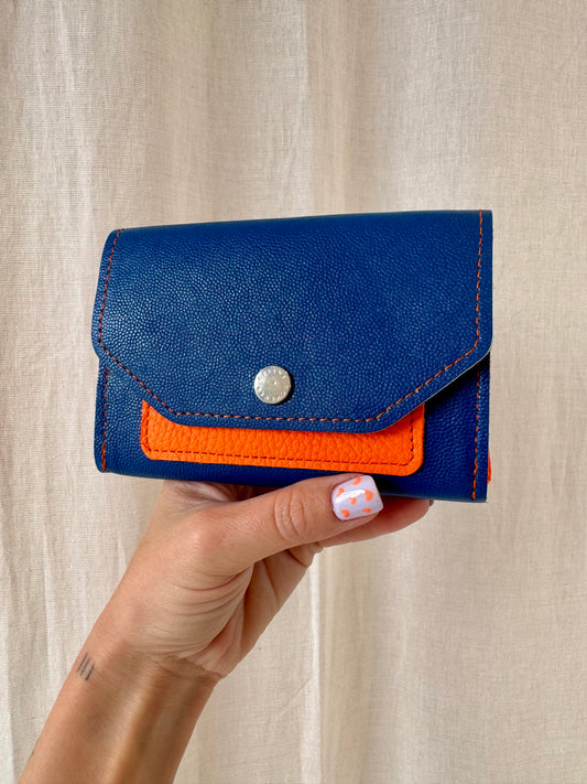 PORTE MONNAIE BLEU ET ORANGE