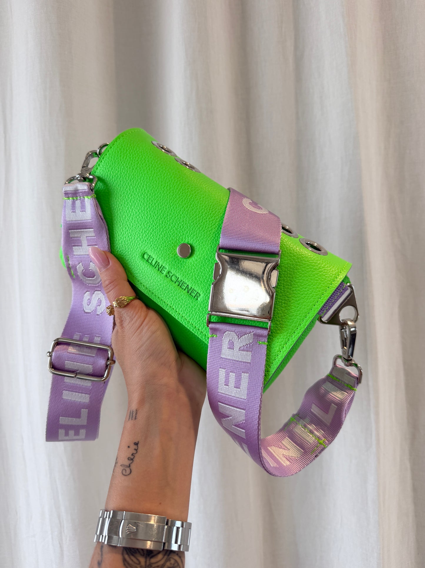 SAC MINI DJANGO VERT FLUO + ANSE