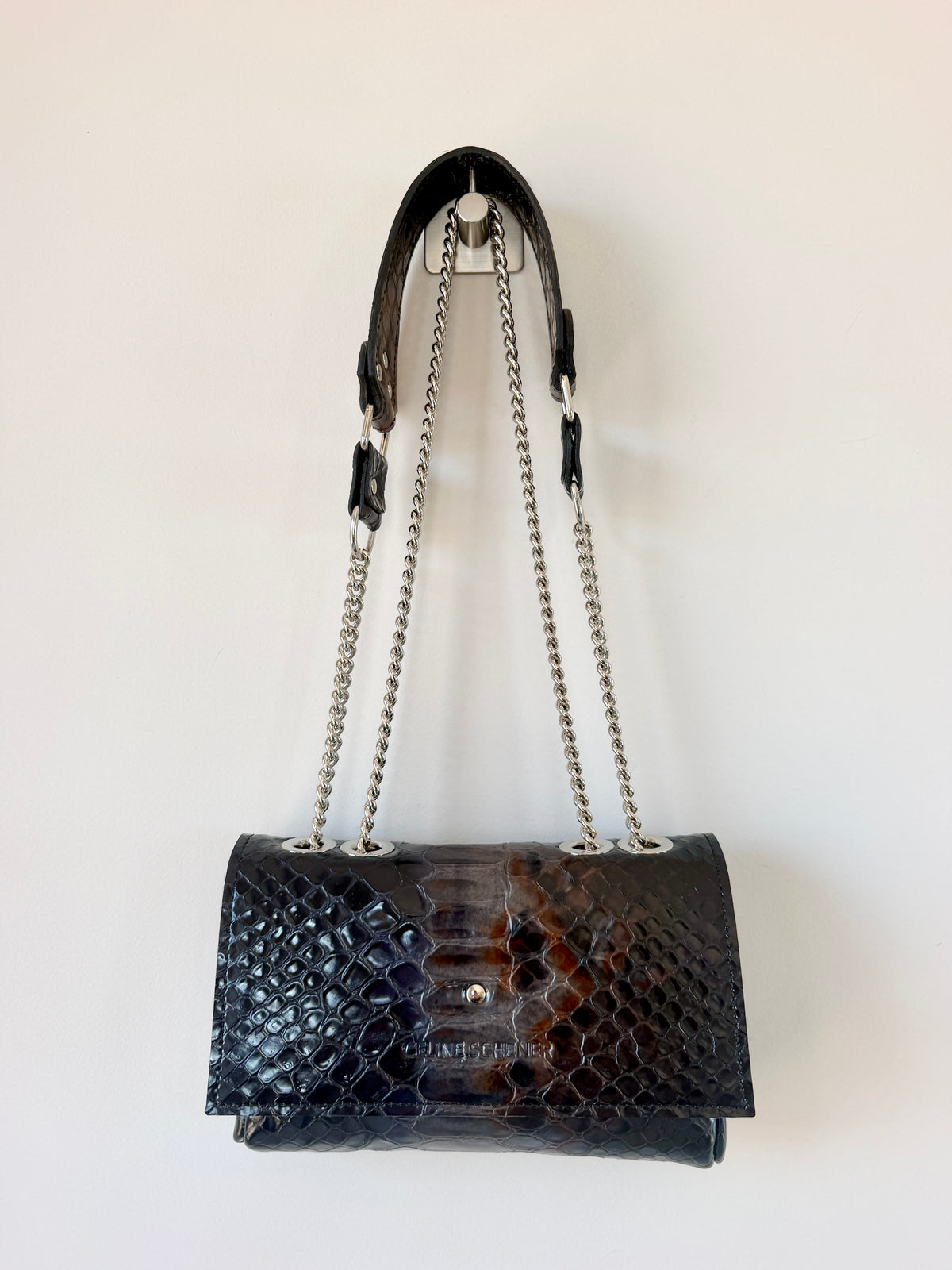 SAC MINI DJANGO ÉCAILLES NOIRES BLEUTÉES