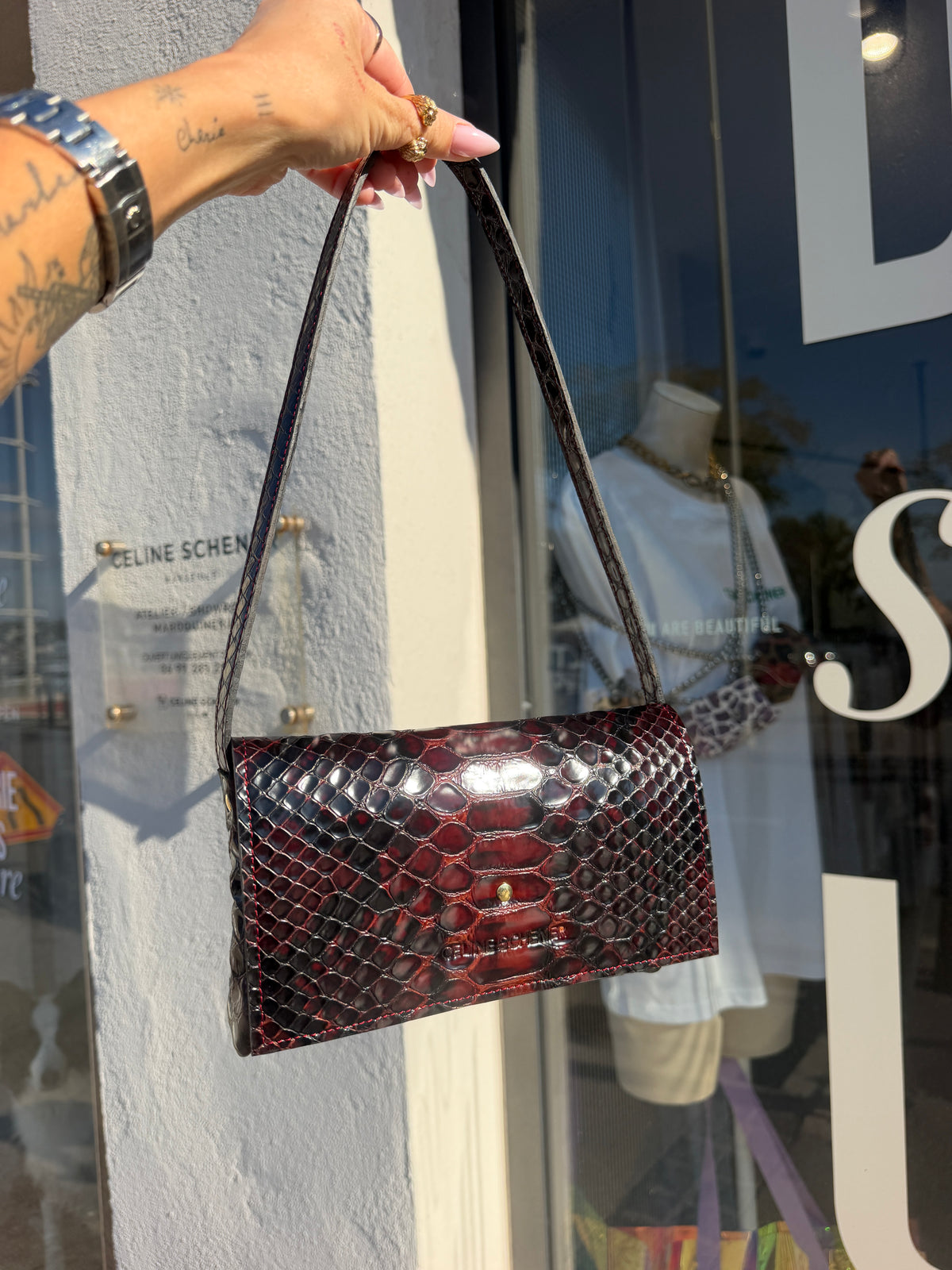 SAC CLASSIC MINI DJANGO ÉCAILLES BORDEAUX
