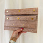 POCHETTE PIA CROCO BEIGE + GOLD