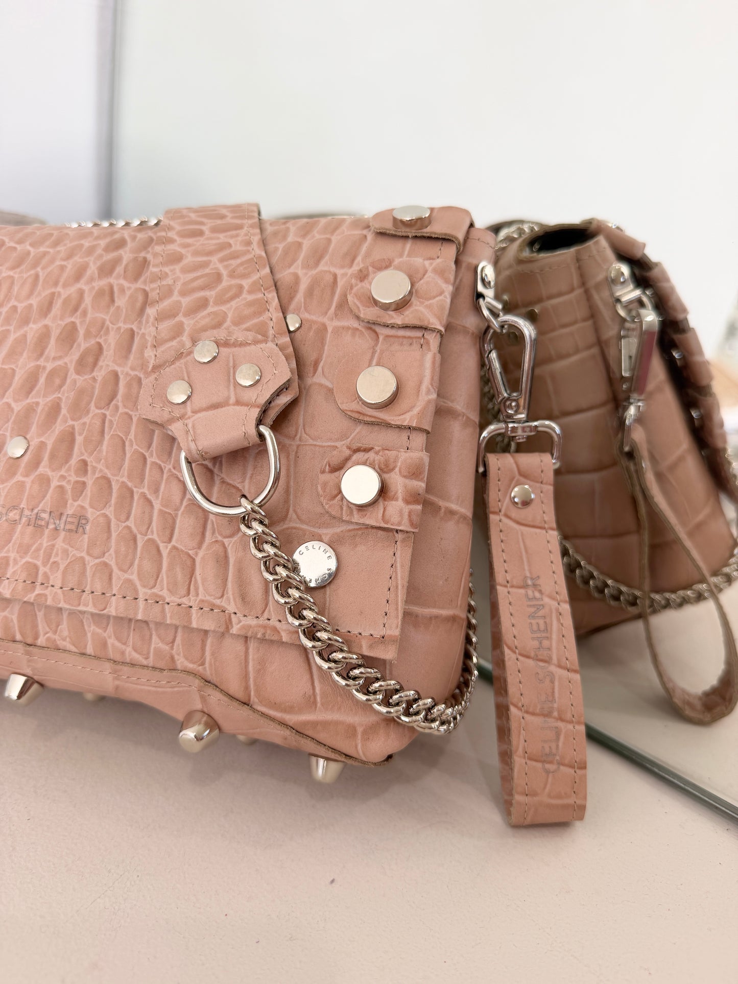 SAC DIEGO CROCO BEIGE + GOLD