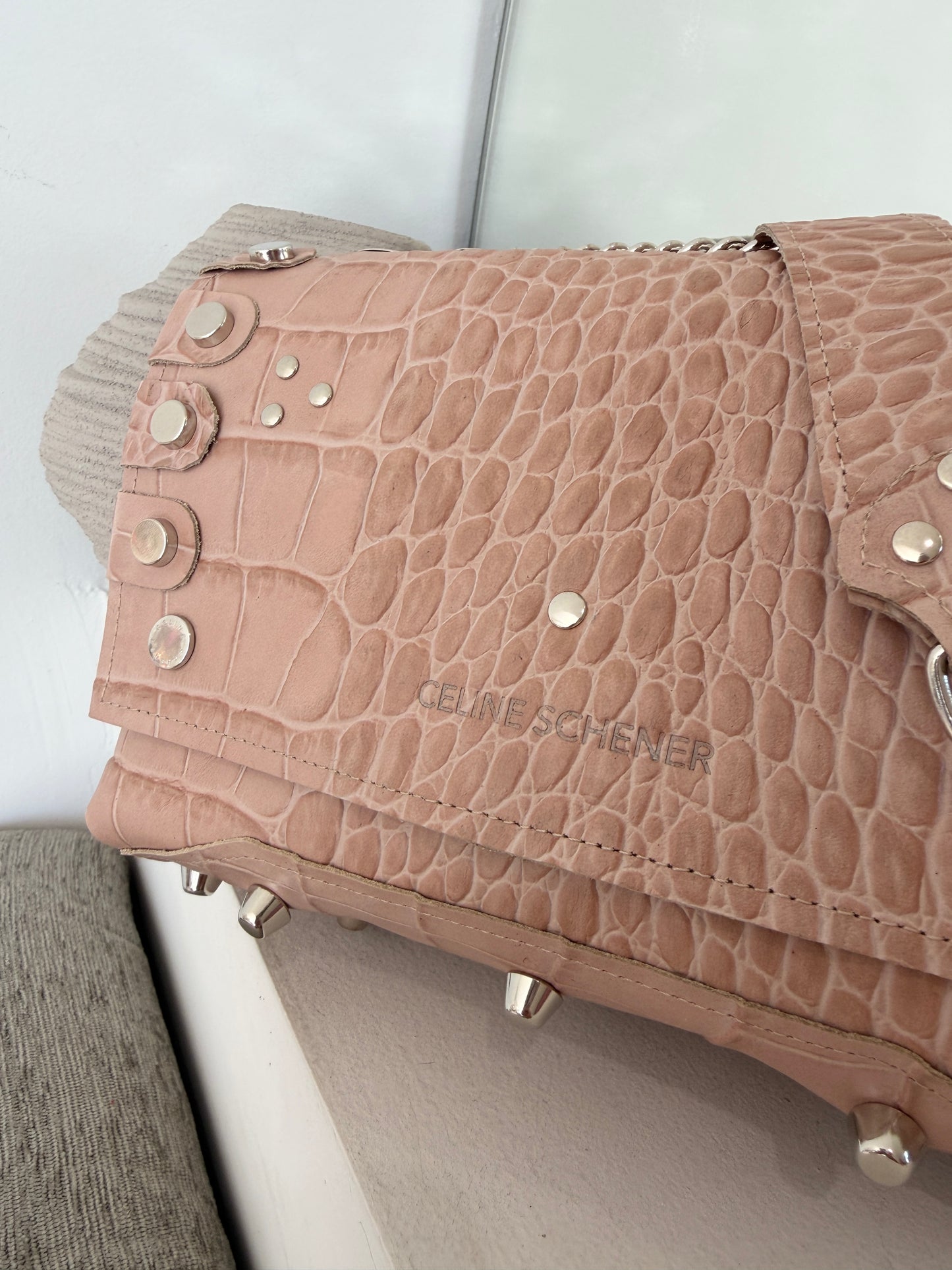 SAC DIEGO CROCO BEIGE + GOLD