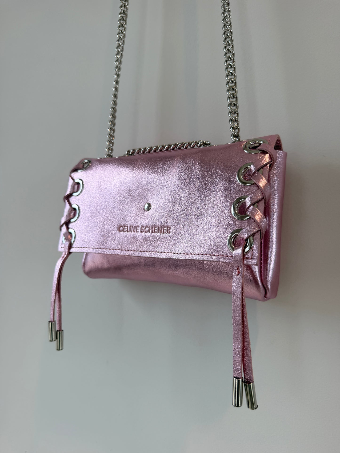 SAC MINI DJANGO SHINYPINK LACE UP