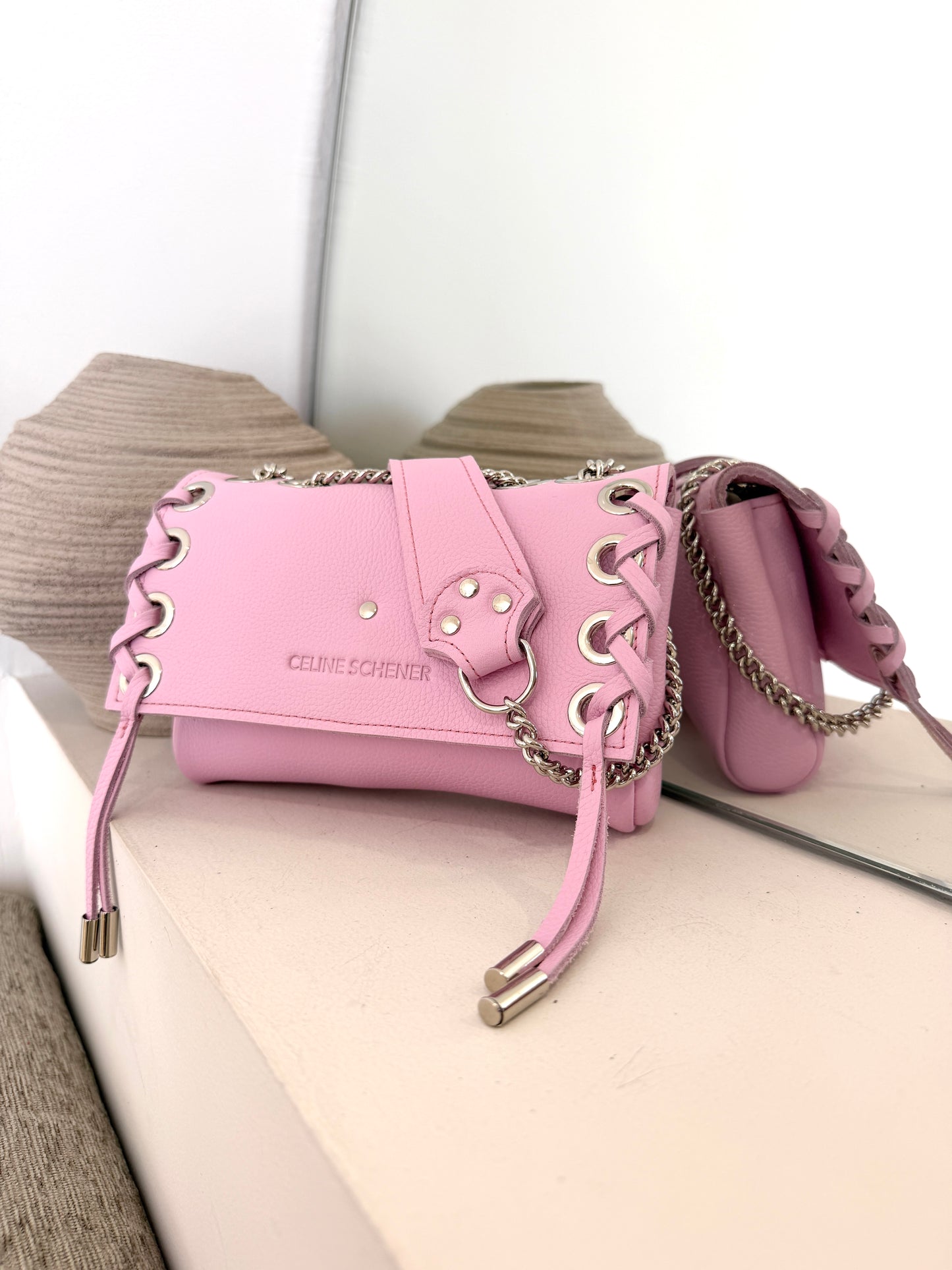 SAC MINI DJANGO LACE UP ROSE