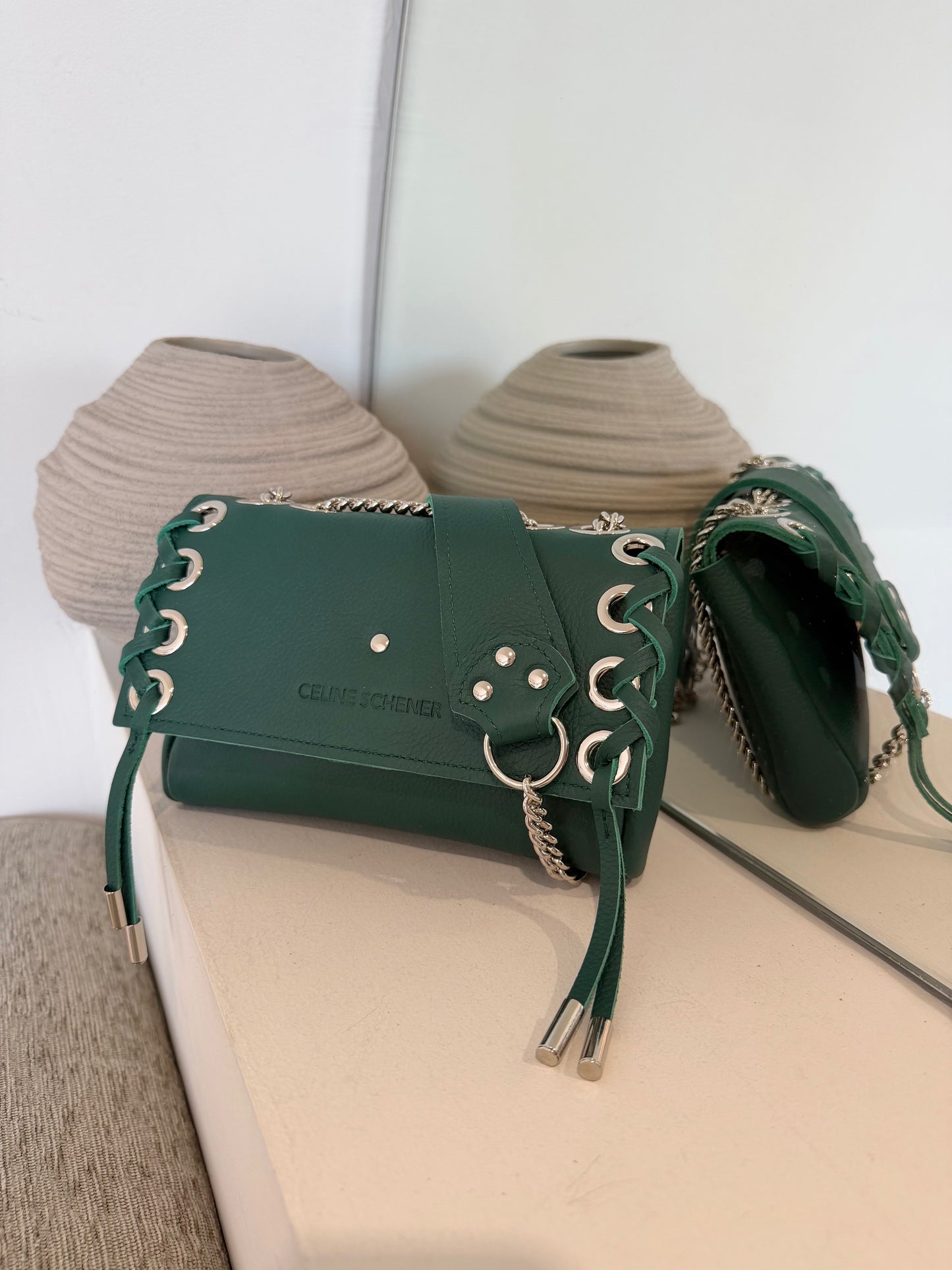 SAC MINI DJANGO LACE UP VERT EMERAUDE