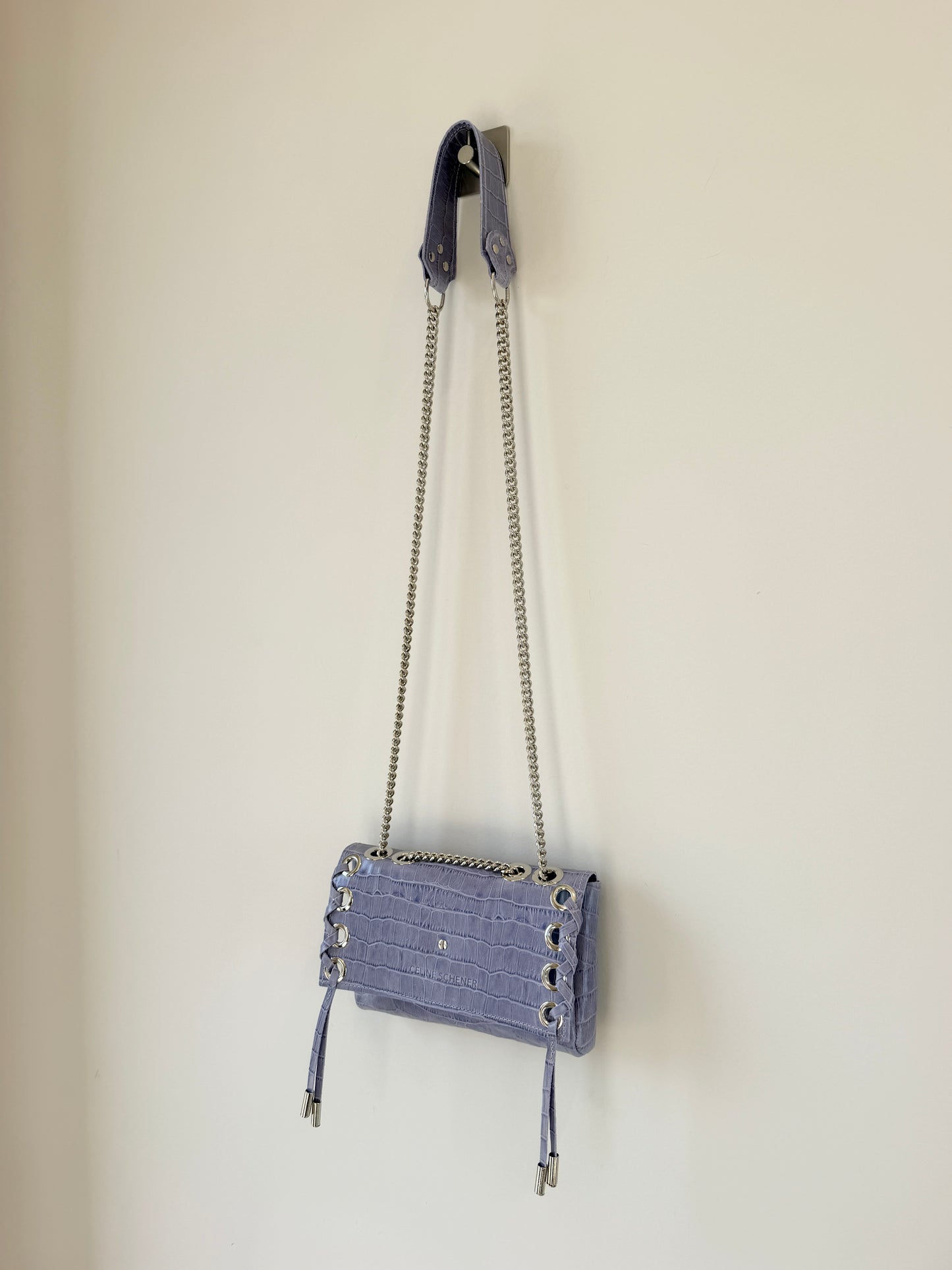 SAC MINI DJANGO CROCO PARME LACE UP