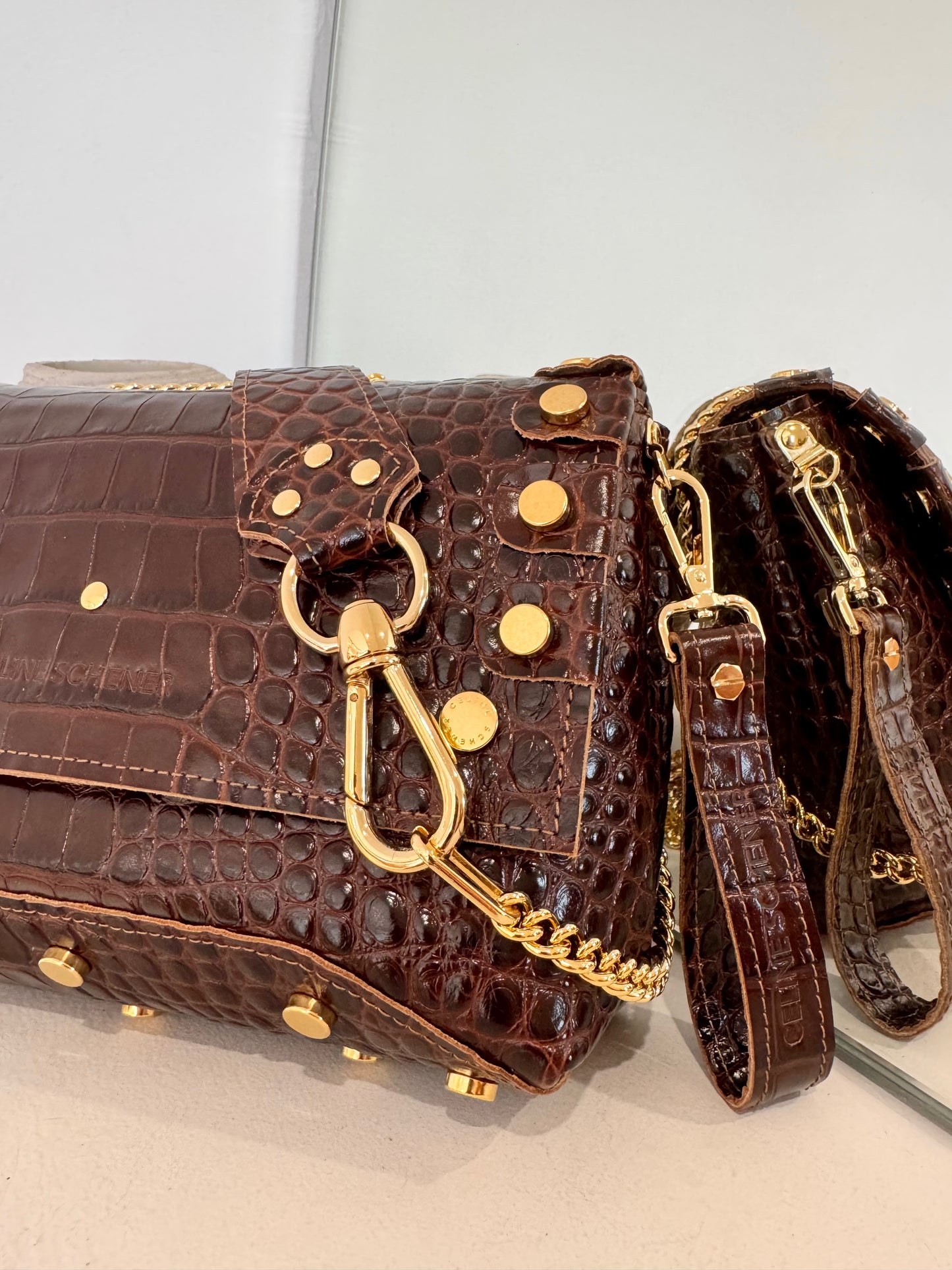 DIEGO CROCO MARRON + GOLD
