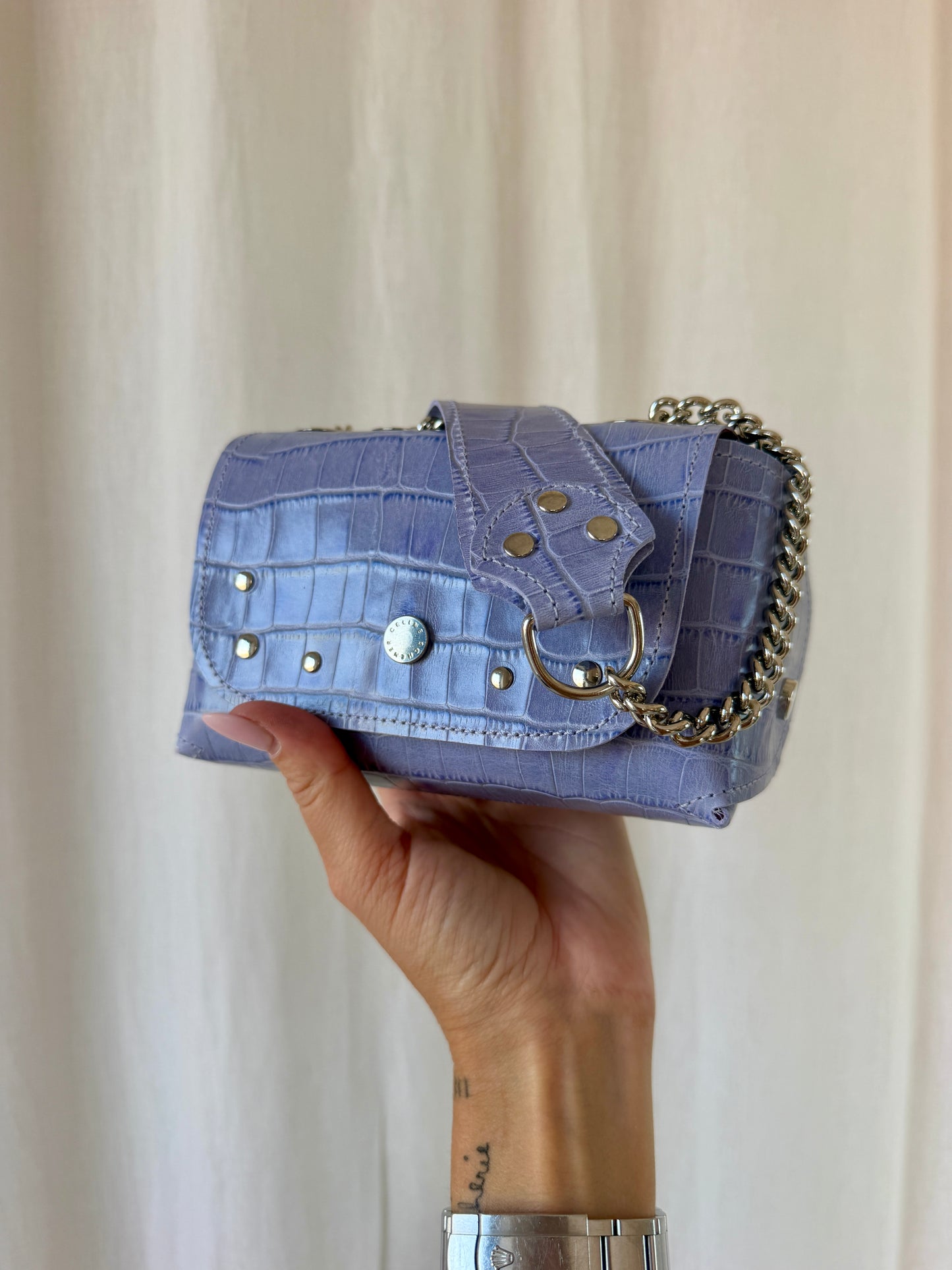 SAC DAKOTA CROCO PARME CLOUTÉ