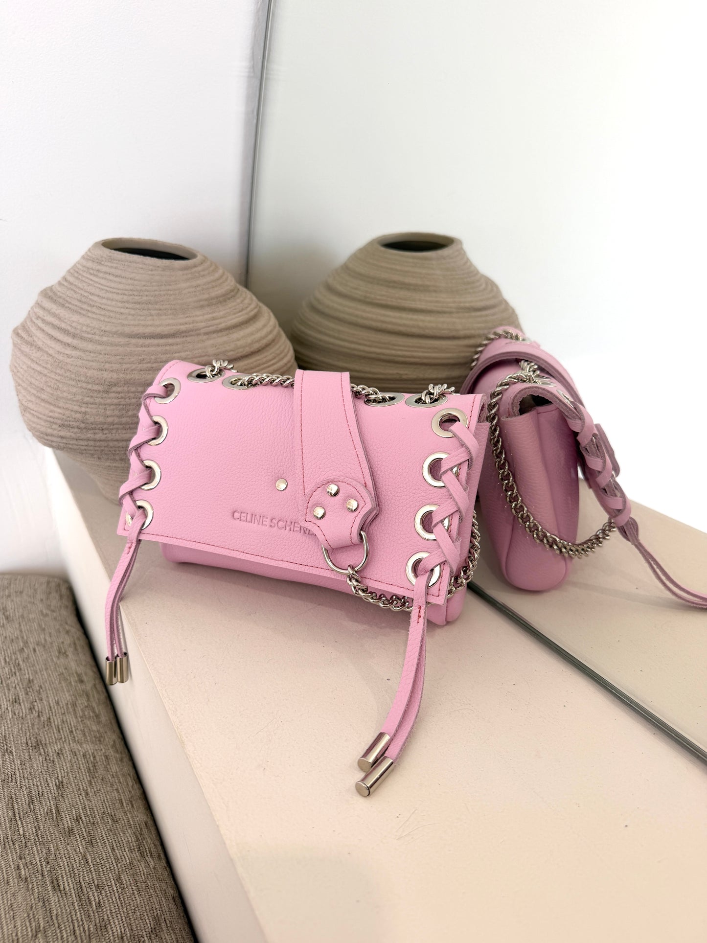 SAC MINI DJANGO LACE UP ROSE