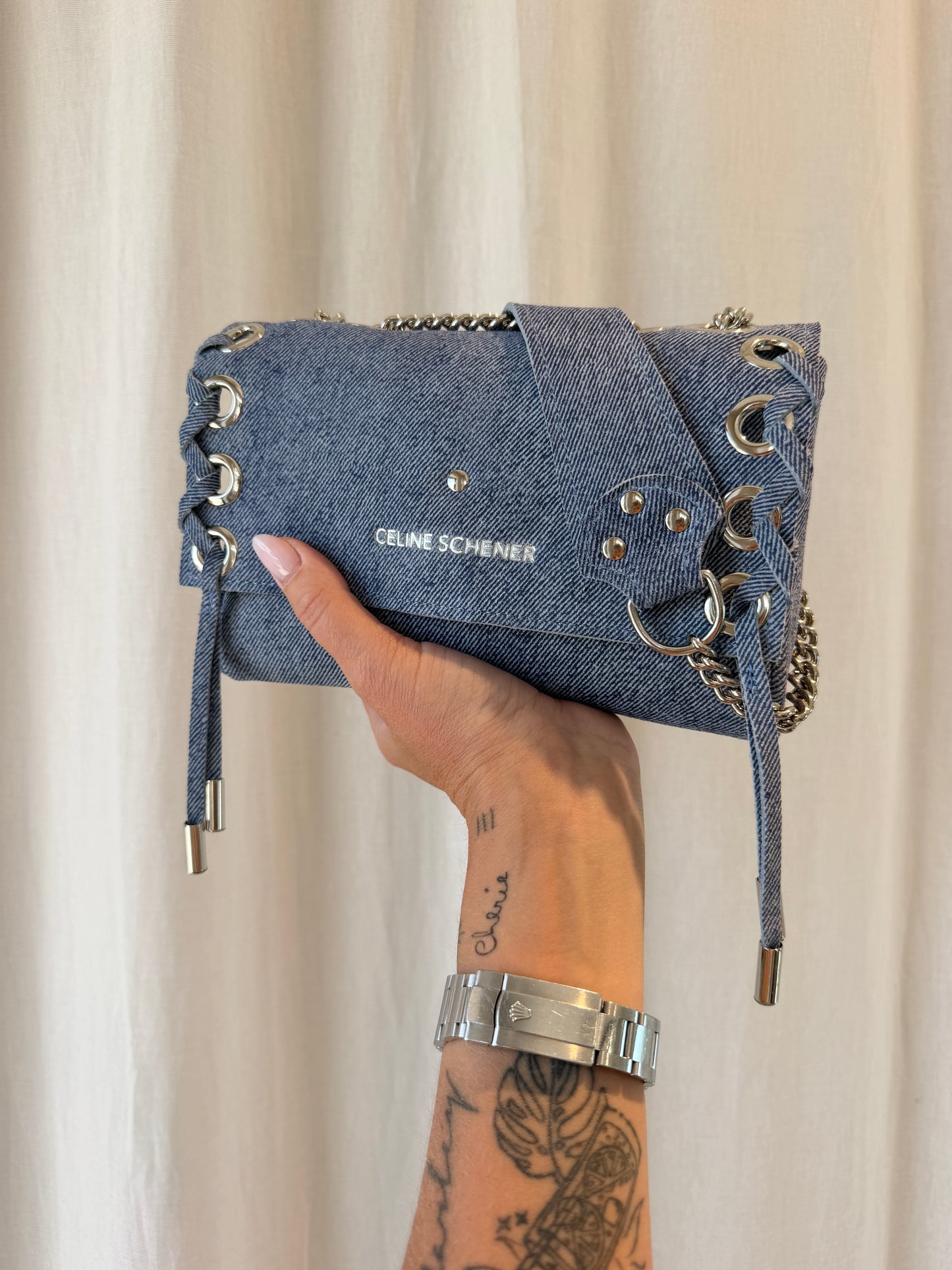 SAC MINI DJANGO JEAN LACE UP