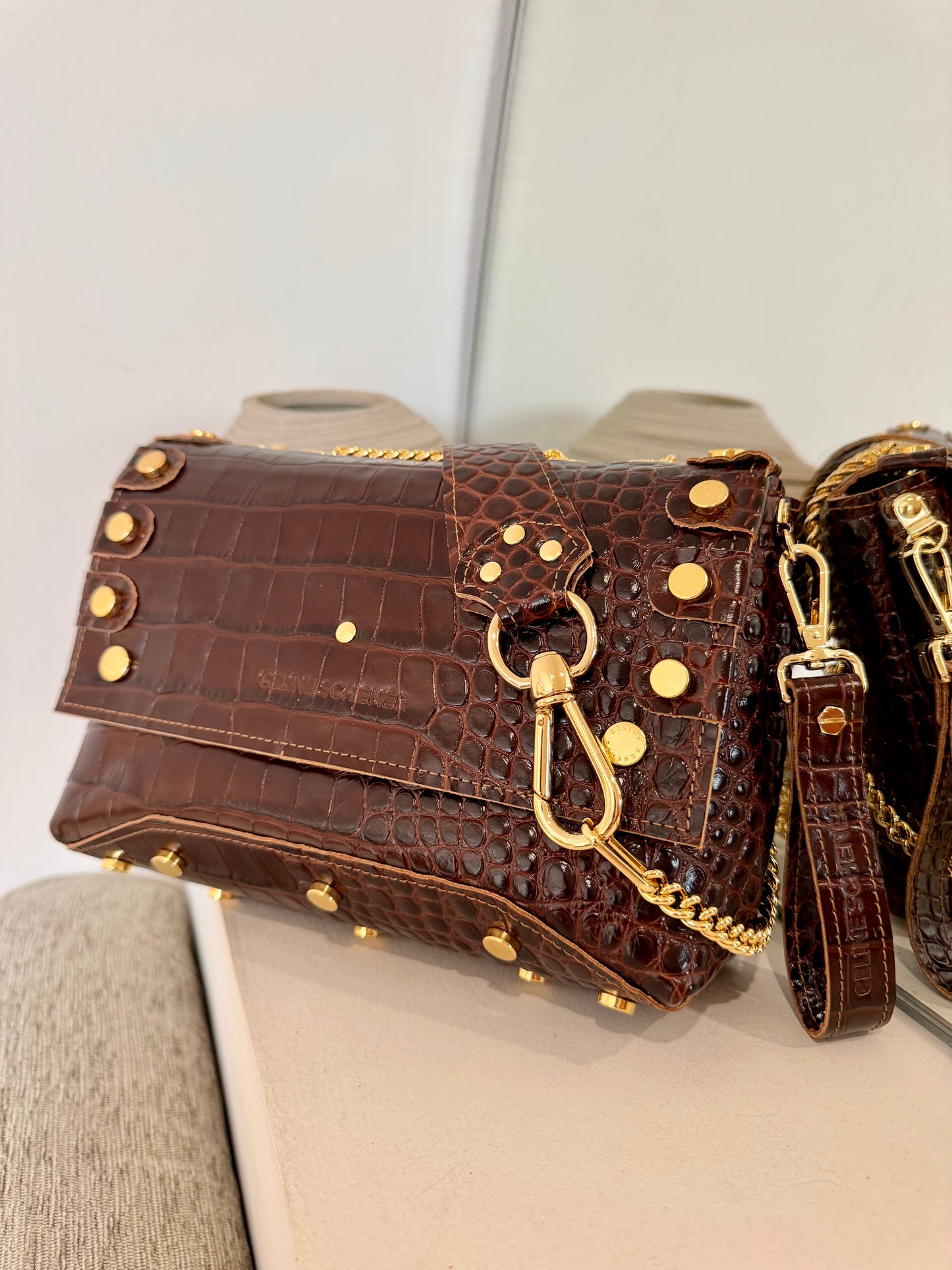 DIEGO CROCO MARRON + GOLD