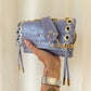 SAC MINI DJANGO CROCO PARME LACE UP GOLD