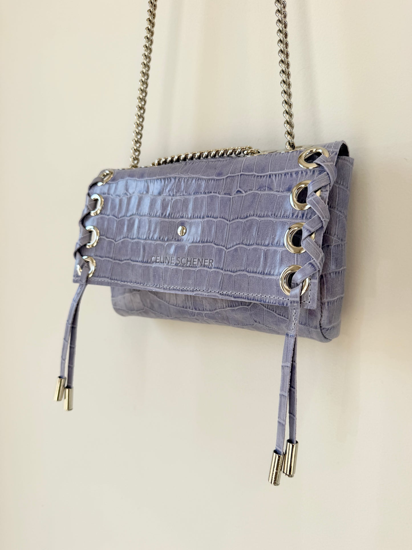 SAC MINI DJANGO CROCO PARME LACE UP