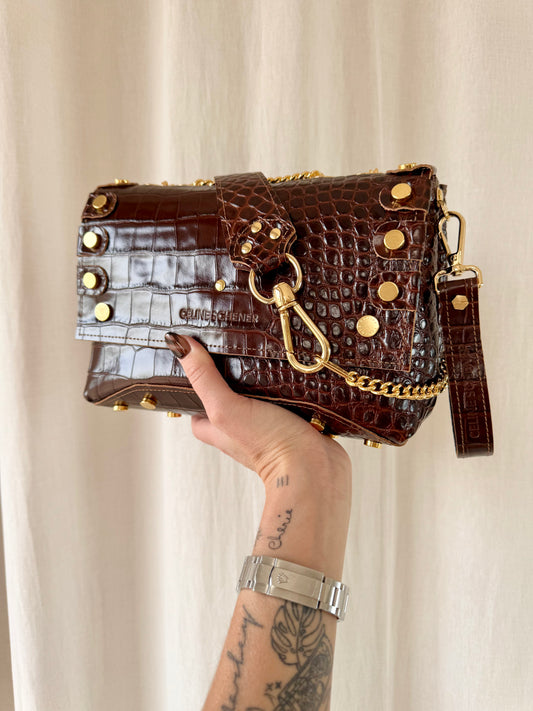 DIEGO CROCO MARRON + GOLD