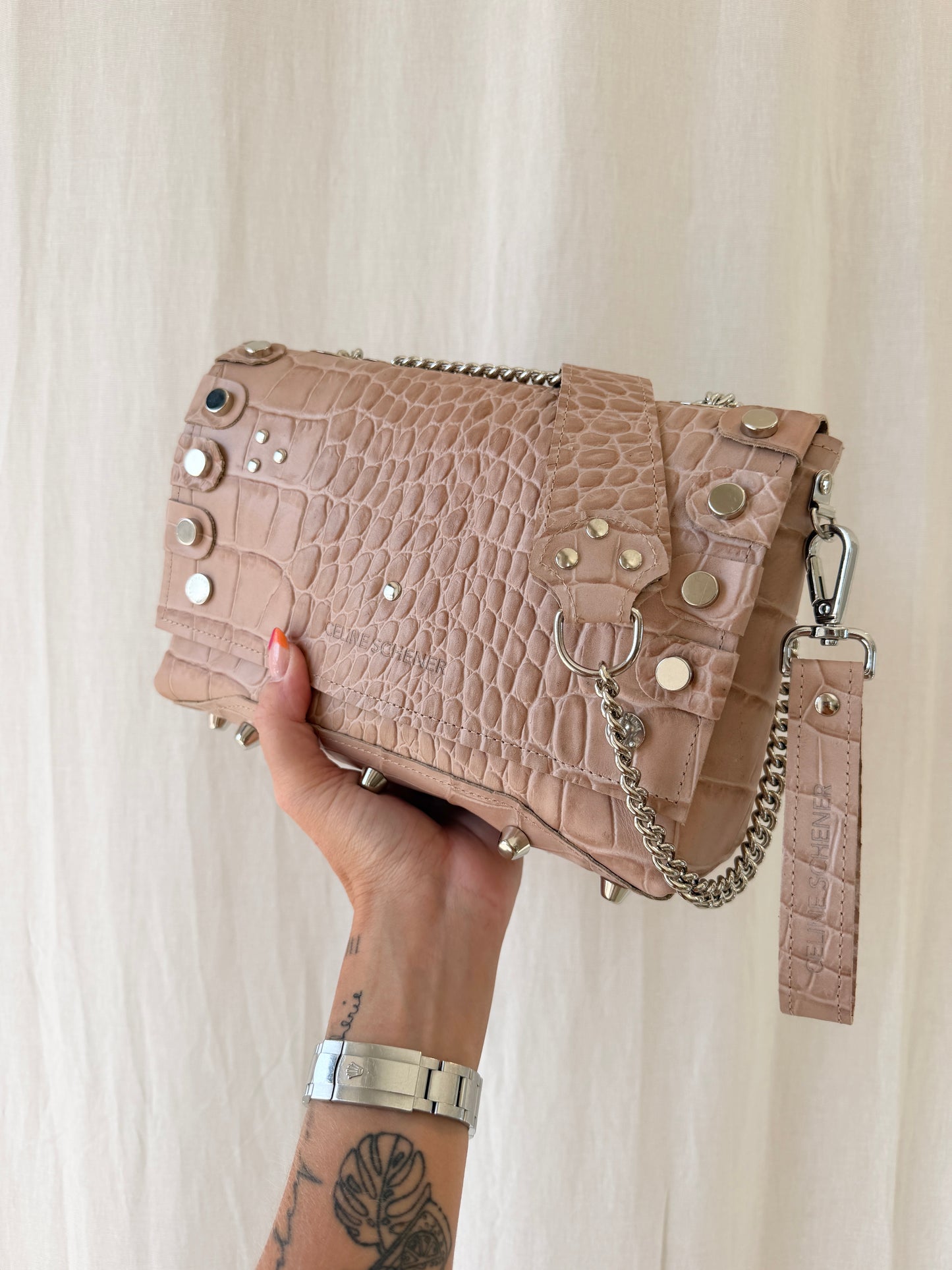 SAC DIEGO CROCO BEIGE + GOLD