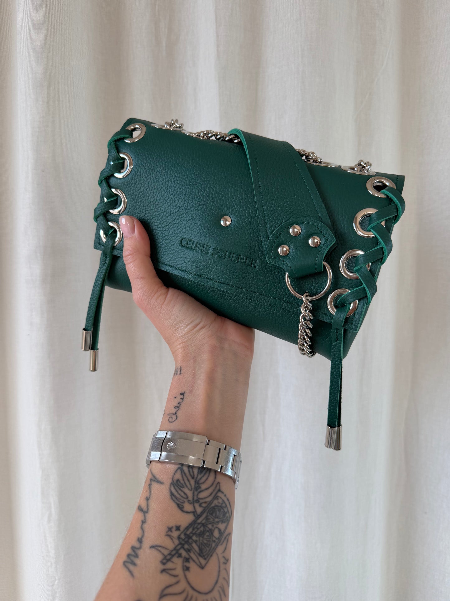 SAC MINI DJANGO LACE UP VERT EMERAUDE