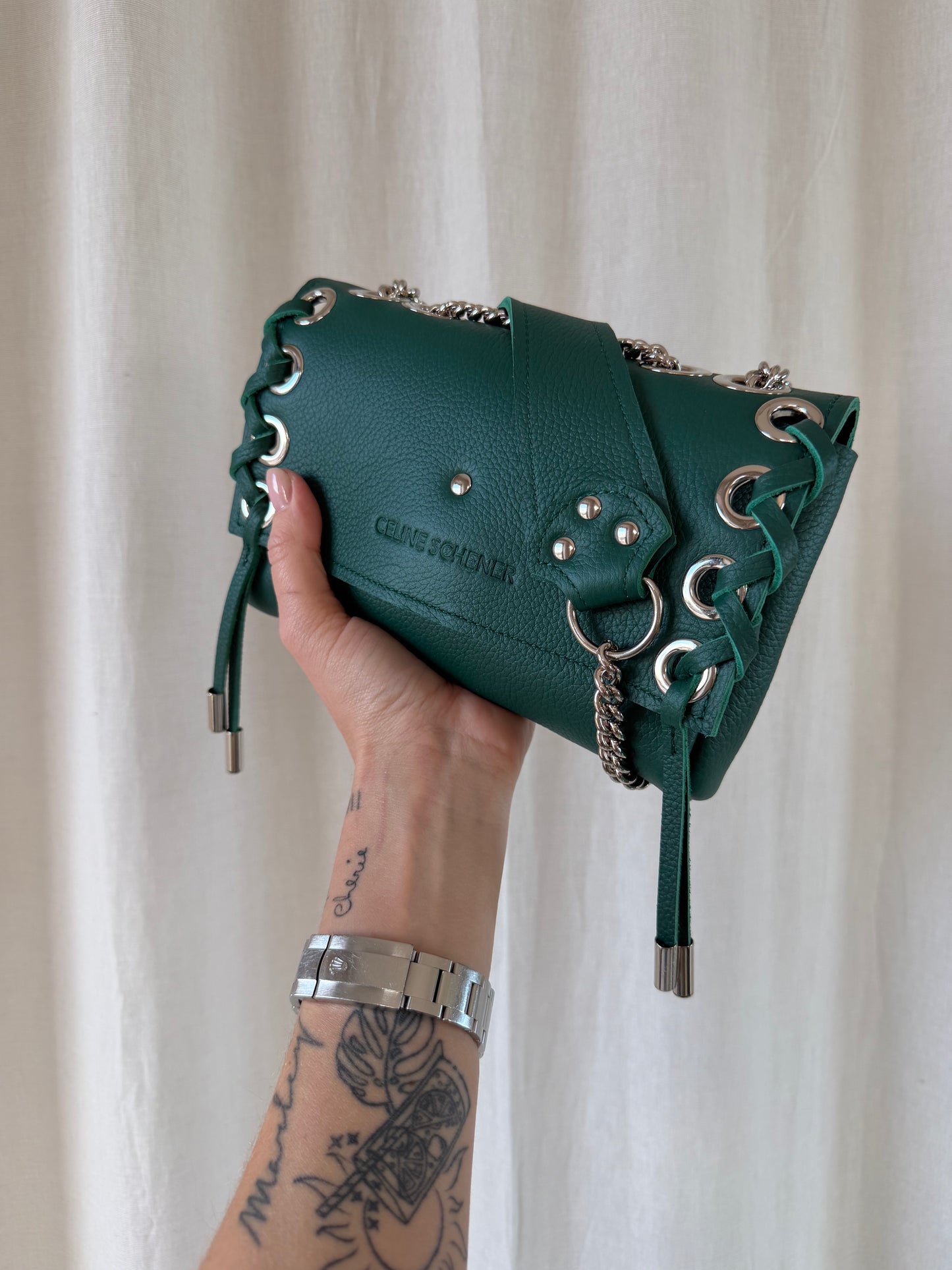 SAC MINI DJANGO LACE UP VERT EMERAUDE